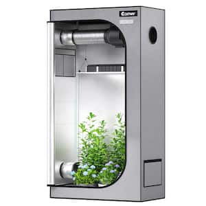 3 ft. x 1.7 ft. x 5.3 ft. Gray Mylar Hydroponic Grow Tent with Observation Window and Floor Tray