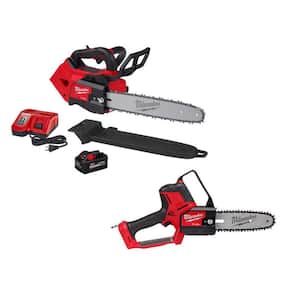 M18 FUEL 14 in. Top Handle 18V Lithium-Ion Brushless Cordless Chainsaw 8.0 Ah Kit w/8 in. HATCHET Pruing Saw