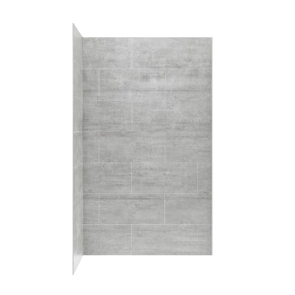 Misty 47.68 in. W x 80 in. H x 31.3 D 4-Piece Glue-Up Corner Shower Surrounds in Gray Tile Finish