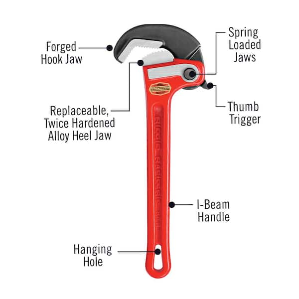 Details about  / RAPID GRIP PIPE WRENCH 450MM ALUMINUM ALLOY JOB QUICKLY WITH SPRING LOADED JAW