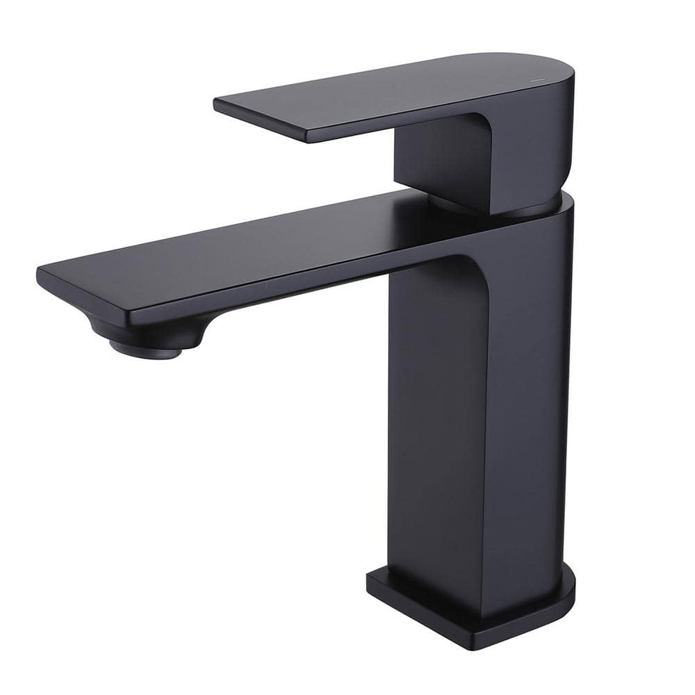 Tomfaucet SingleHandle SingleHole Bathroom Faucet in Matte Black