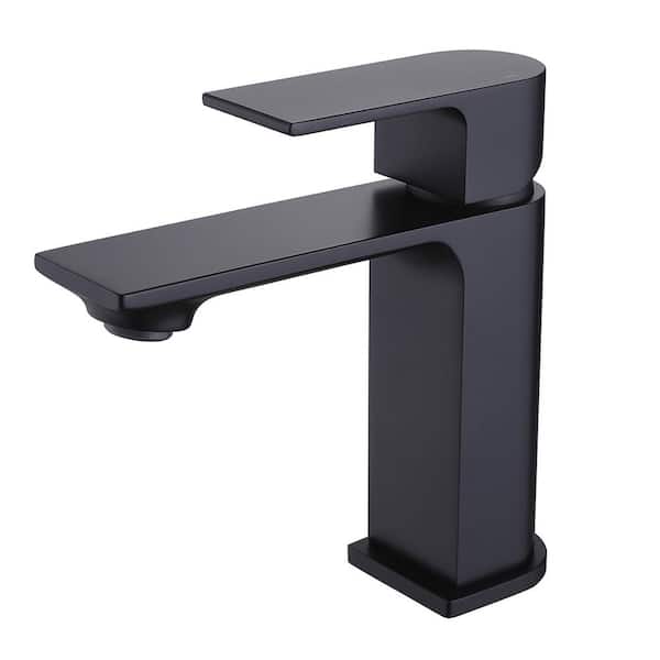 Tomfaucet Single-Handle Single-Hole Bathroom Faucet in Matte Black