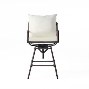 Jacoby Swivel Metal Outdoor Bar Stool with Beige Cushion
