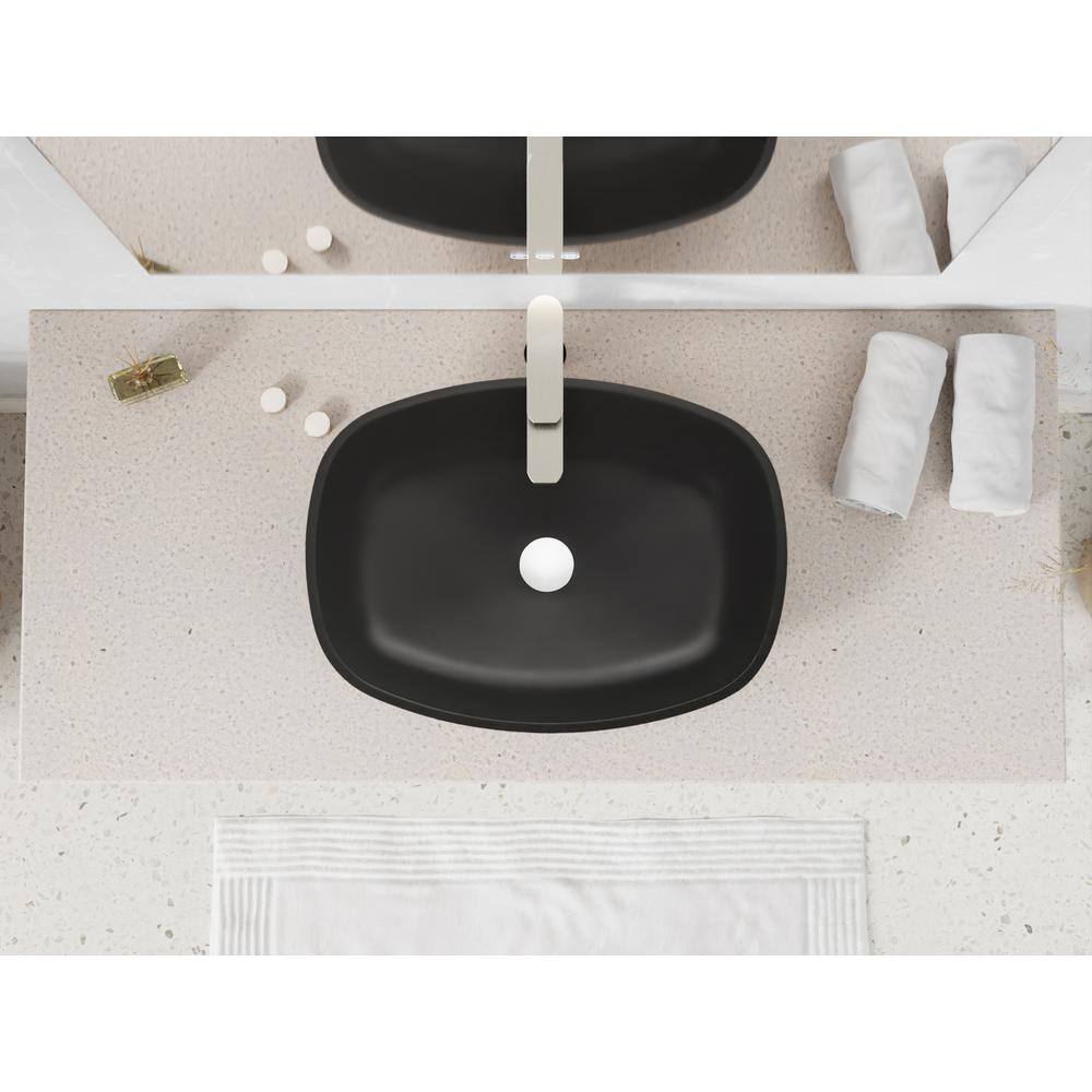 Matte Black Rectangular Glass Above-Counter Bathroom Sink