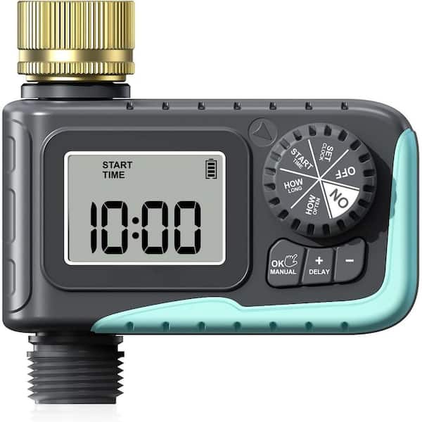 Brass Swivel Sprinkler Timer-Programmable, 1-Outlet, Rain Delay, Manual Watering, Digital Irrigation for Garden/Lawn