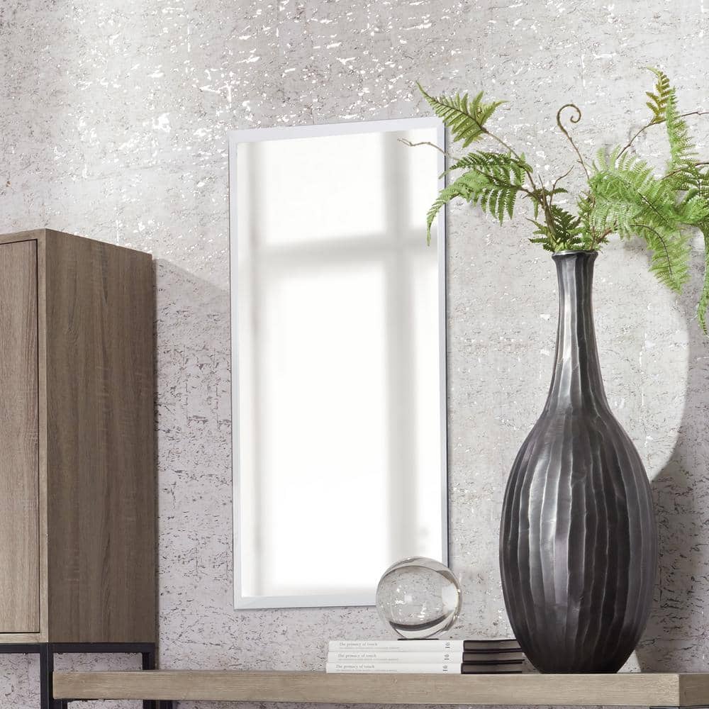 Silver Frameless Rectangular Beveled Wall Mirror, 24 x 36 Inch