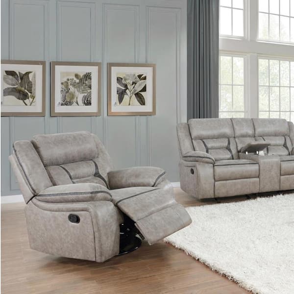 Coaster Greer Taupe Upholstered Tufted Back Glider Recliner 651353