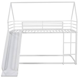 Camila White Twin Over Twin House Bunk Bed with Ladder and Slide