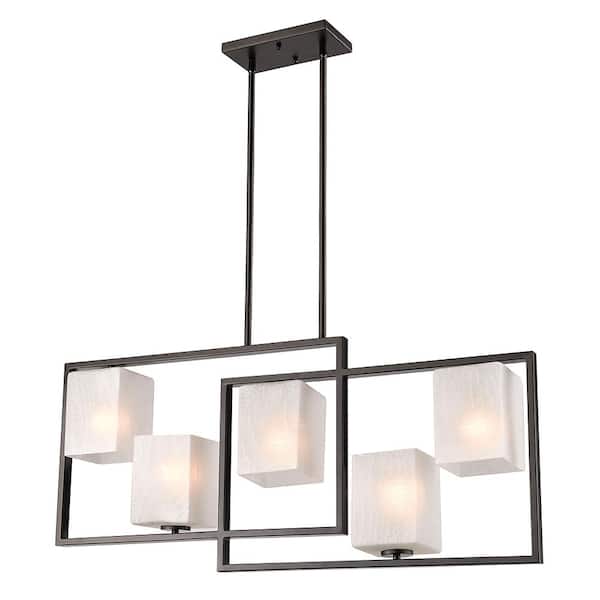 Eglo Wilmington 5-Light Oil Rubbed Bronze Chandelier with Cracked Glass