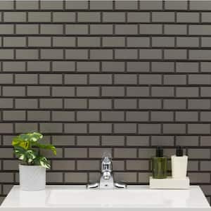 Crisson Bevel Subway Peel and Stick 12 in. x 12 in. Textured Glass Stone Look Wall Tile (20 sq. ft./Case)