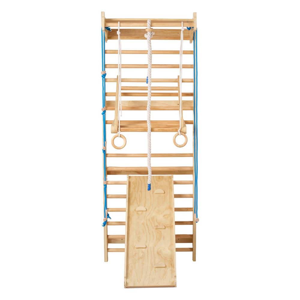 Laddr Stage Set SKYSHALO 8-in-1 Solid Wood Swedish Ladder Wall Gym, Stall Bars with ...