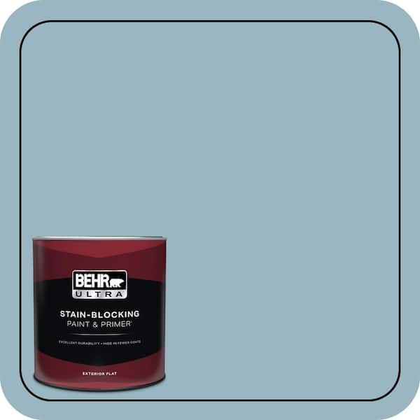 BEHR ULTRA 1 qt. #S470-3 Peaceful Blue Flat Exterior Paint & Primer
