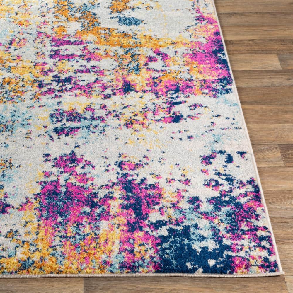 Livabliss Yellow and Pink Abstract Kids Area Rug, 7'10" x 10'2"