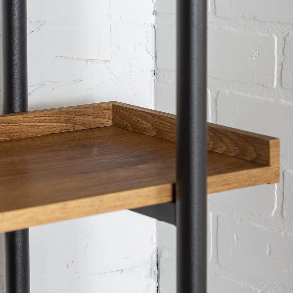 Adjustable Black Wood 36" Urban Etagere Bookshelf with 5 Shelves