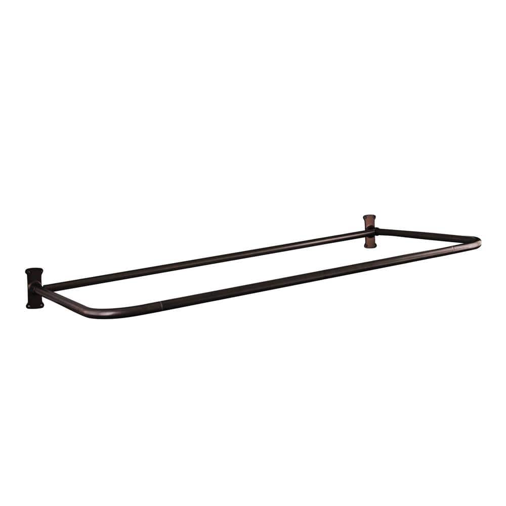 Polished Brass Wall Mounted D-Shaped Shower Curtain Rail