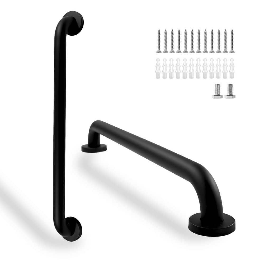 2-Pack 24 in. x 1.25 in. Concealed Screw Wall Mounted Safety Grab Bar in Black for Bathtubs and Showers price history on PriceWatchPro