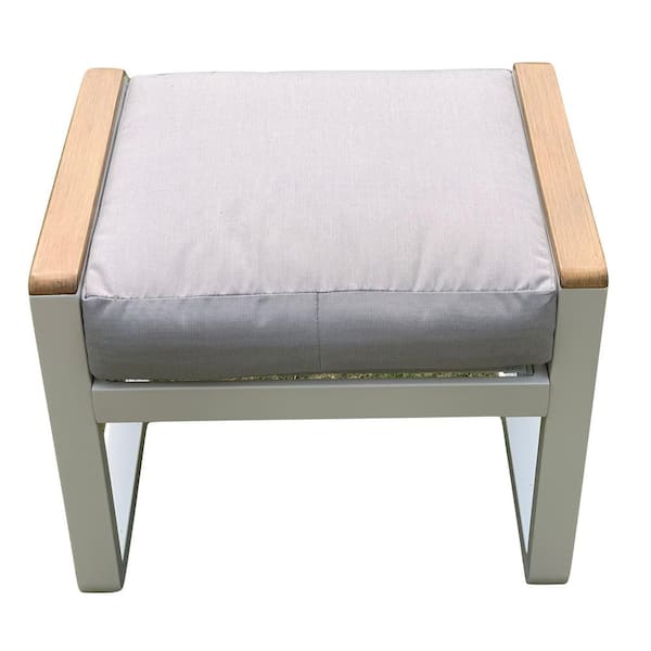moda furnishings Elves 2-Piece White Aluminum Outdoor Patio Ottoman With Gray Cushion