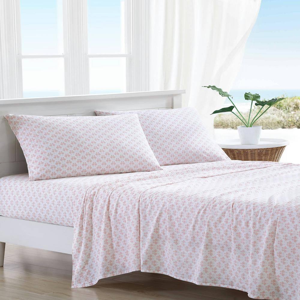 Queen Pink Cotton Percale Printed Sheet Set