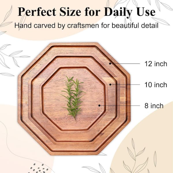 Brown Acacia Wood Decorative Platter (Set of 3) WK1719 - The Home