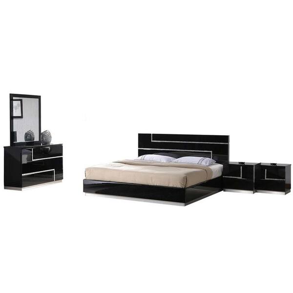 Best Master Furniture Barcelona Black, California King Mattress Bedroom Set