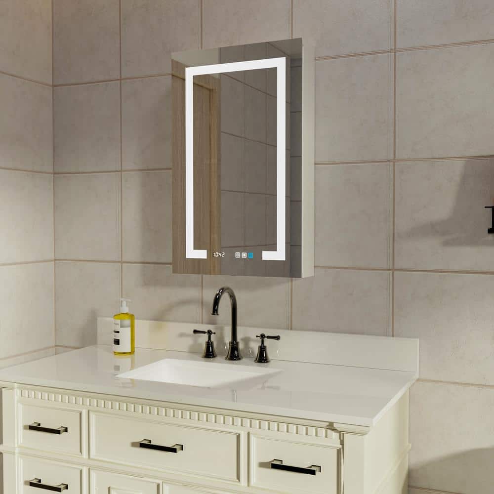 20 in. W x 32 in. H Rectangular Aluminum Dimmable LED Lighted Medicine Cabi