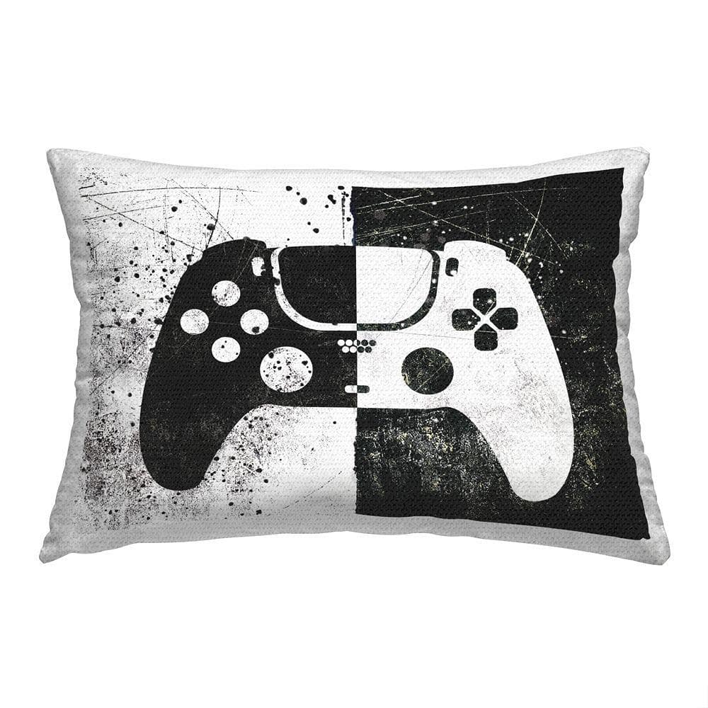 Abstract Gaming Controller Black Rectangular Outdoor Throw Pillow