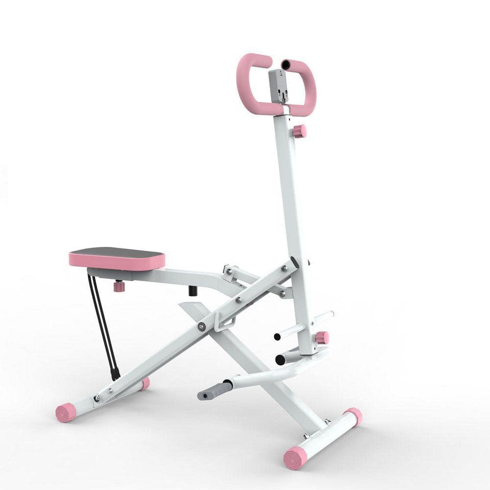 LIVACA 2-in-1 Foldable Squat and Rowing Machine for Home Gym with Adjustable Seat, Resistance Bands and Digital Monitor