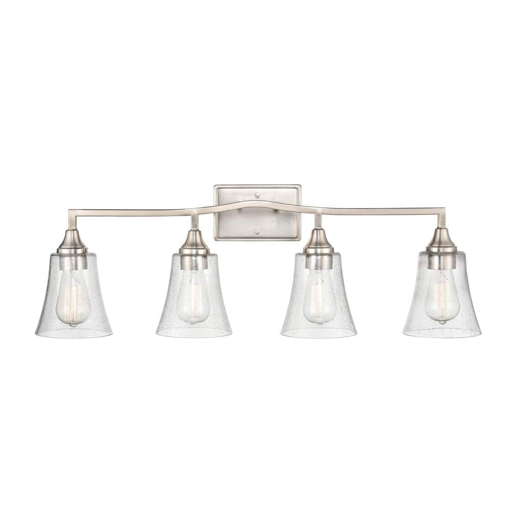 Caily 32.5 in. 4-Light Brushed Nickel Vanity Light with Clear Glass Shade price history on PriceWatchPro