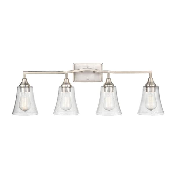 Millennium Lighting Caily 32.5 in. 4-Light Brushed Nickel Vanity Light with Clear Glass Shade