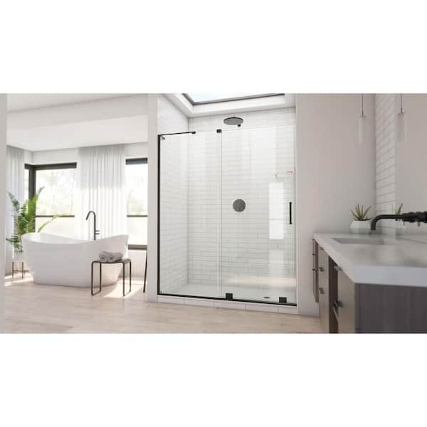 Mirage-X 60 in. W x 72 in. H Sliding Frameless Shower Door/Enclosure in Matte Black with Clear Glass