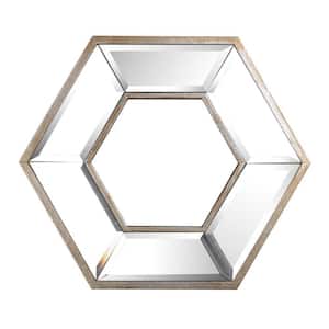 13.8 in. W x 12 in. H Silver Hexagon Wall Mounted Accent Mirror
