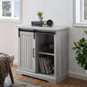 32 in. Stone Grey Modern Farmhouse Accent Cabinet