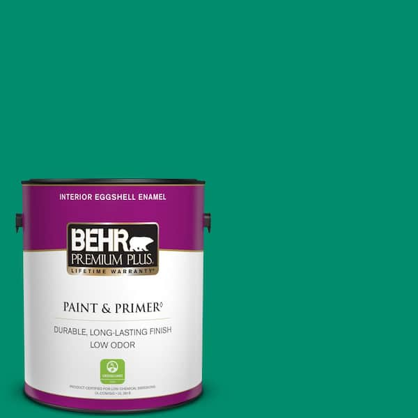 BEHR PREMIUM PLUS 1 gal. #S-G-470 Festive Green Eggshell Enamel Low Odor Interior Paint & Primer