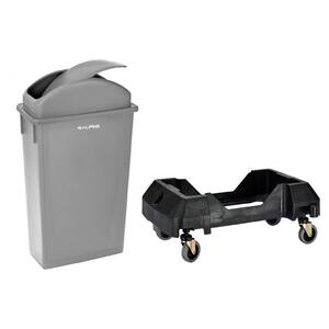 23 Gal. Gray Waste Basket Commercial Trash Can with Dome Lid and Dolly