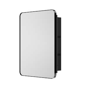 20 in. W x 26 in. H Rectangular Black Aluminum Alloy Framed Recessed/Surface Mount Medicine Cabinet with Mirror