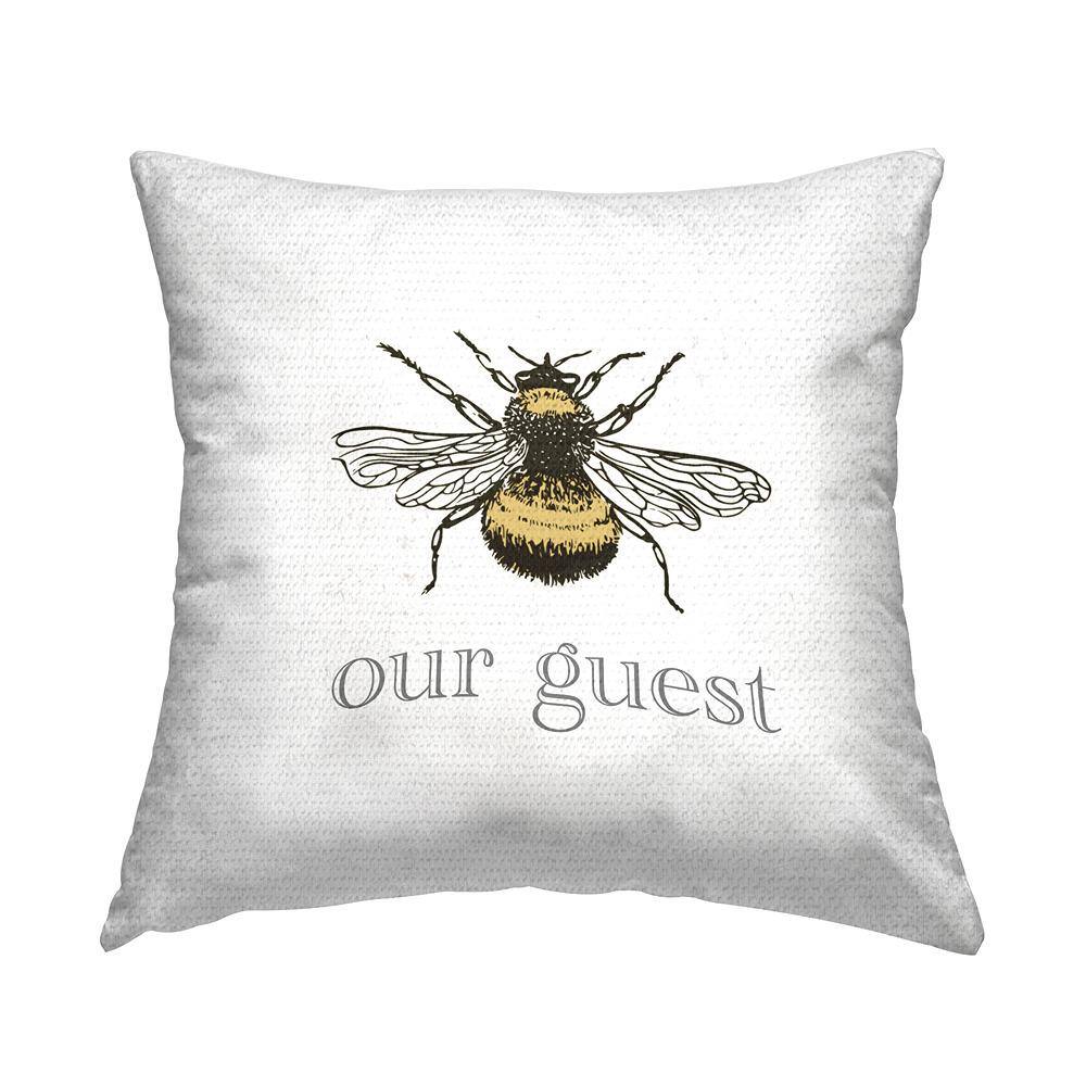 Bee Our Guest Bumble Phrase White Square Outdoor Throw Pillow price history on PriceWatchPro