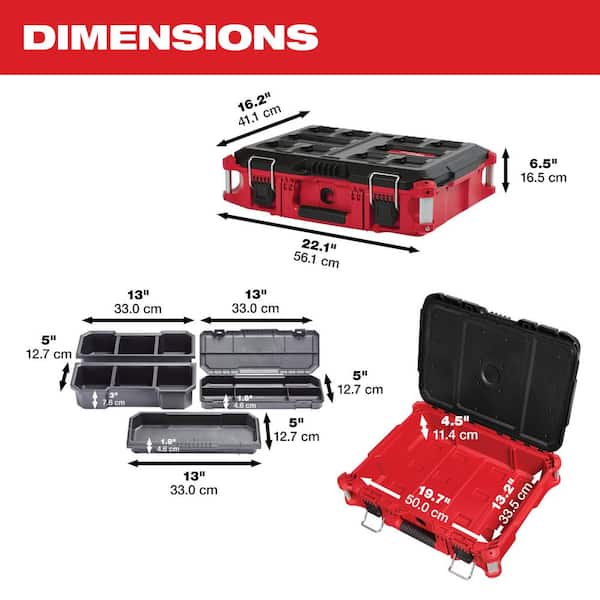 Milwaukee - PACKOUT 22 in. Medium Red Tool Box with 75 lbs. Weight Capacity