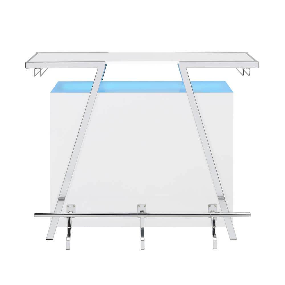 Zena 3-Piece White and Chrome Acrylic Bar Set with LED Lights