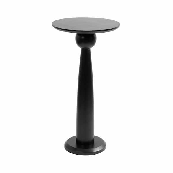 Kate and Laurel Jakob 12.00 in. Black Round Solid Wood End Table