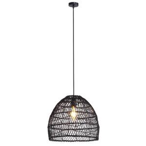 small black rattan pendant light