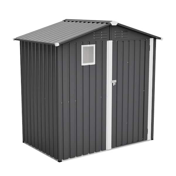 Dixie 6 ft. W x 4 ft. D Black Outdoor Metal Storage Shed with Foundation, Lockable Door, Window (24.2 sq. ft.)
