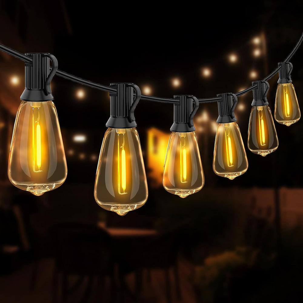 WYZM Outdoor String Lights 25 Shatterproof Bulbs 50 ft. IP65 Weatherproof  for Outside, Patio, Backyard E12-I - The Home Depot