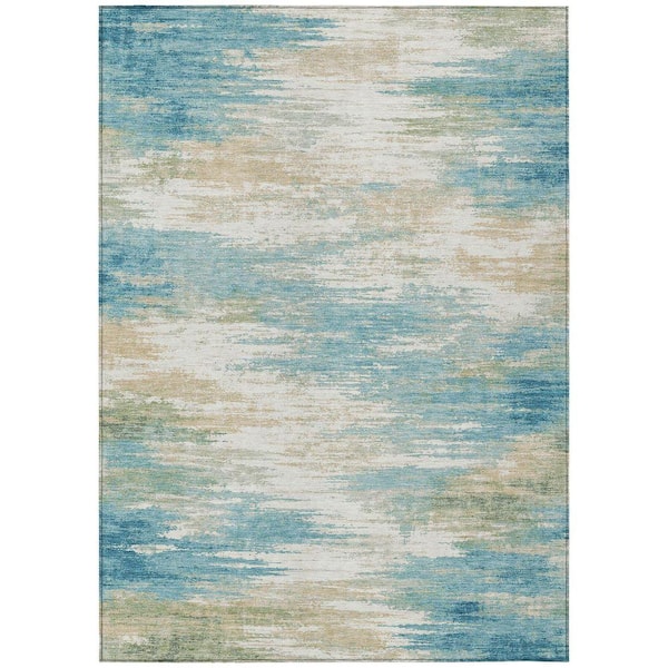 Chantille Machine Washable Indoor/Outdoor Abstract ACN2766 Teal 5 ft. x 7 ft. 6 in. Area Rug