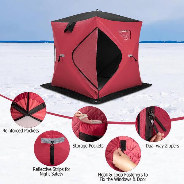 Gymax 2-Person Pop-up Ice Fishing Tent in Red GYM12840 The Home