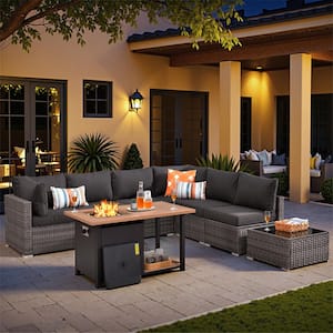 Tozey 8-Piece Patio Conversation Set with 50,000 BTU Propane