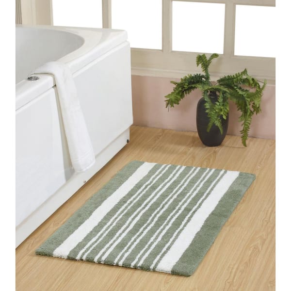 Delran 24 in. x 40 in. Green Jade Cotton Tufted Reversible Bath Rug