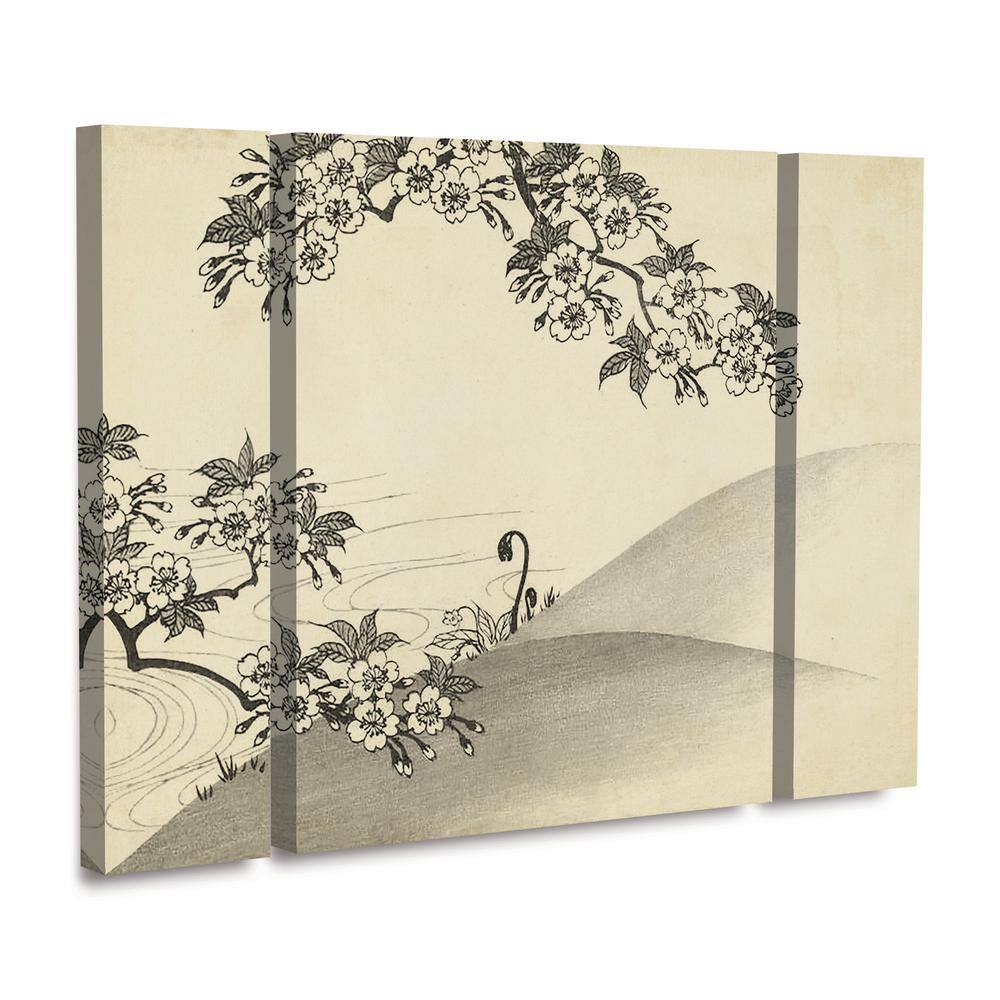 36" Black and White Japanese Cherry Blossom Canvas Print Set