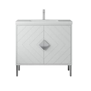 Eileen 35.50 in. W x 18. in D. x 34.25 in. H Bathroom Vanity in White Color with White Acrylic Top