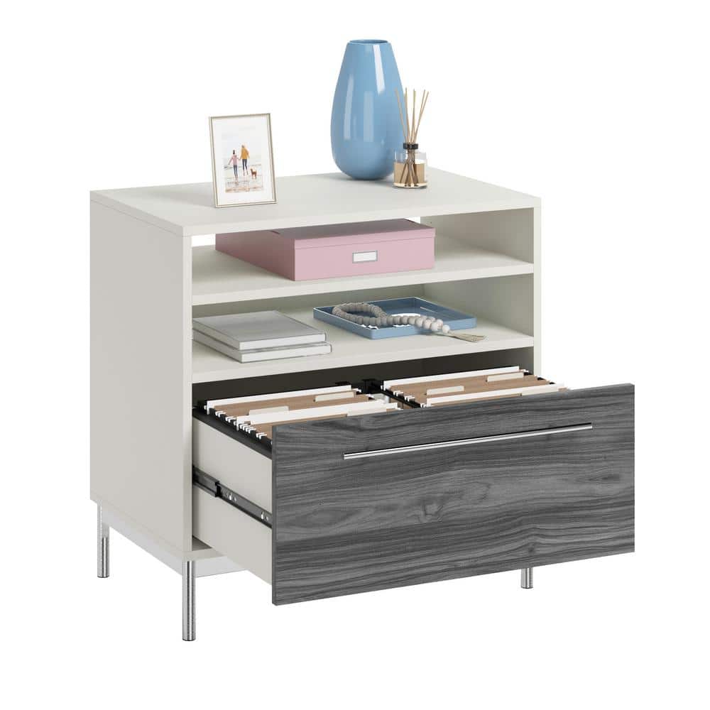 Pearl Oak and Misted Elm Legal Size Lateral File Cabinet