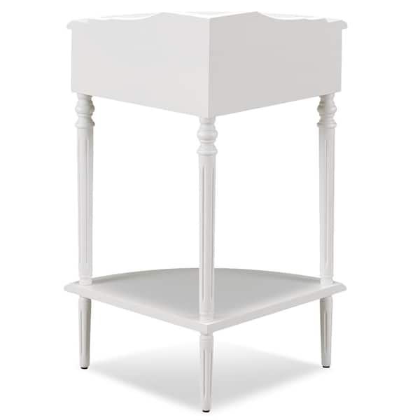 white corner table stand